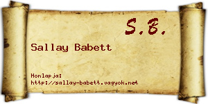 Sallay Babett névjegykártya